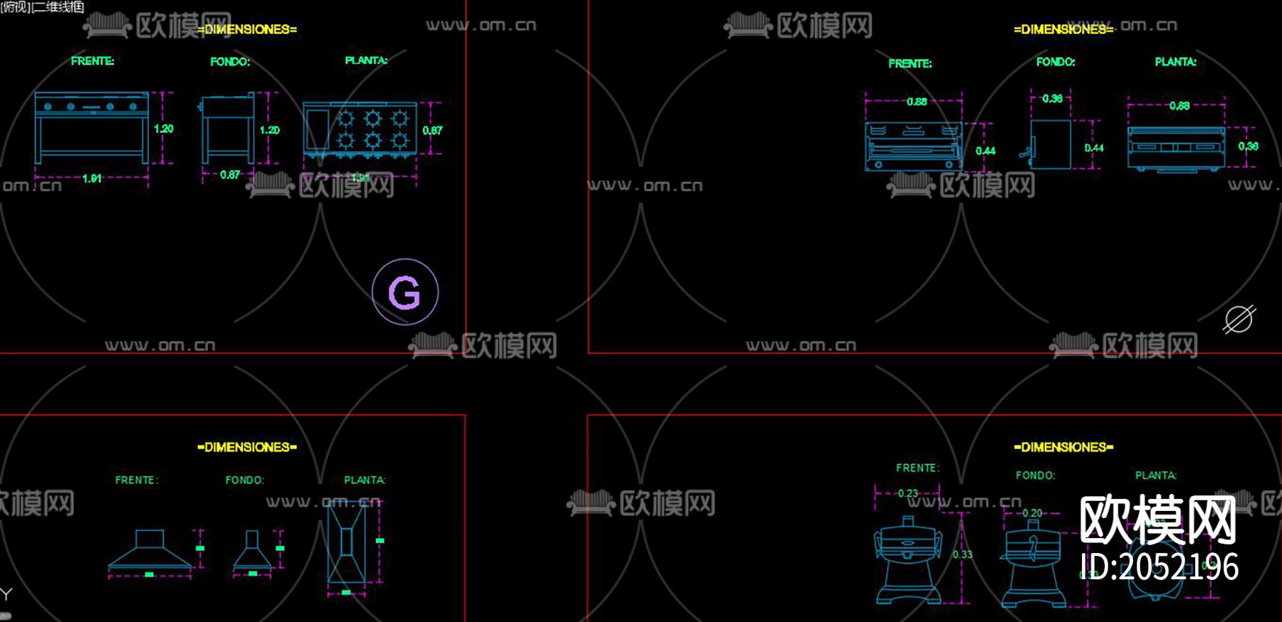 咖啡厅设备cad三视图下载（渲染图7）