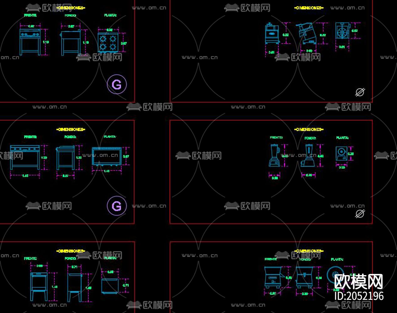 咖啡厅设备cad三视图下载（渲染图5）