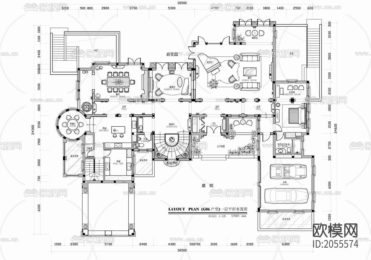 别墅住宅cad施工图下载（渲染图2）