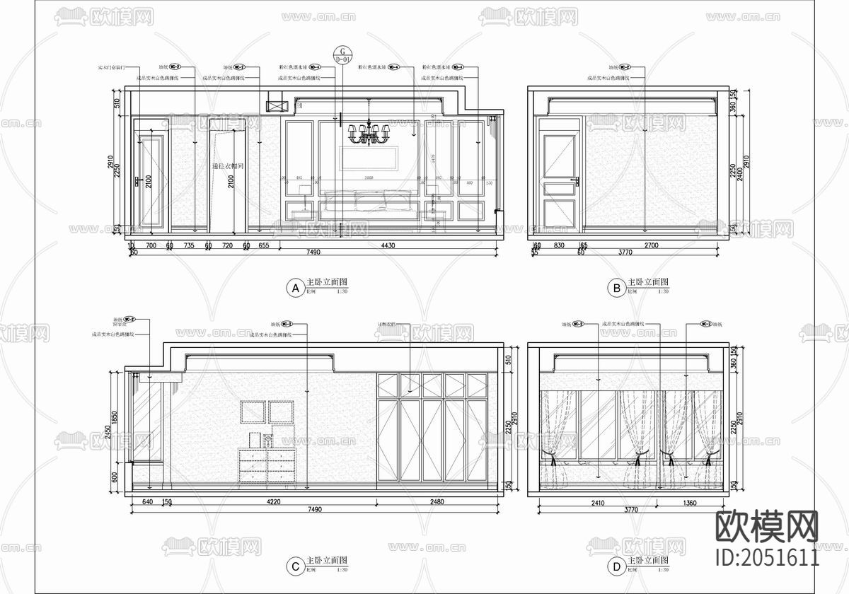 180㎡大平层CAD施工图下载（渲染图7）