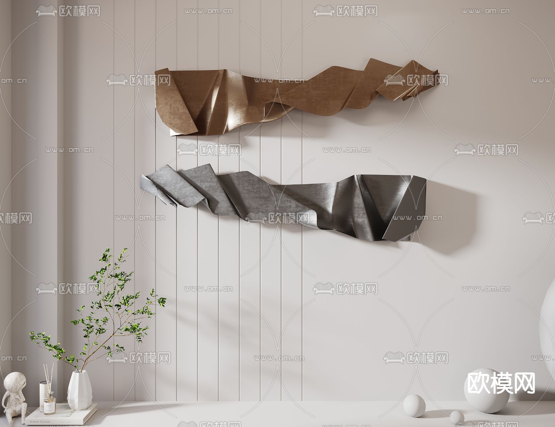 现代金属墙饰挂件3d模型