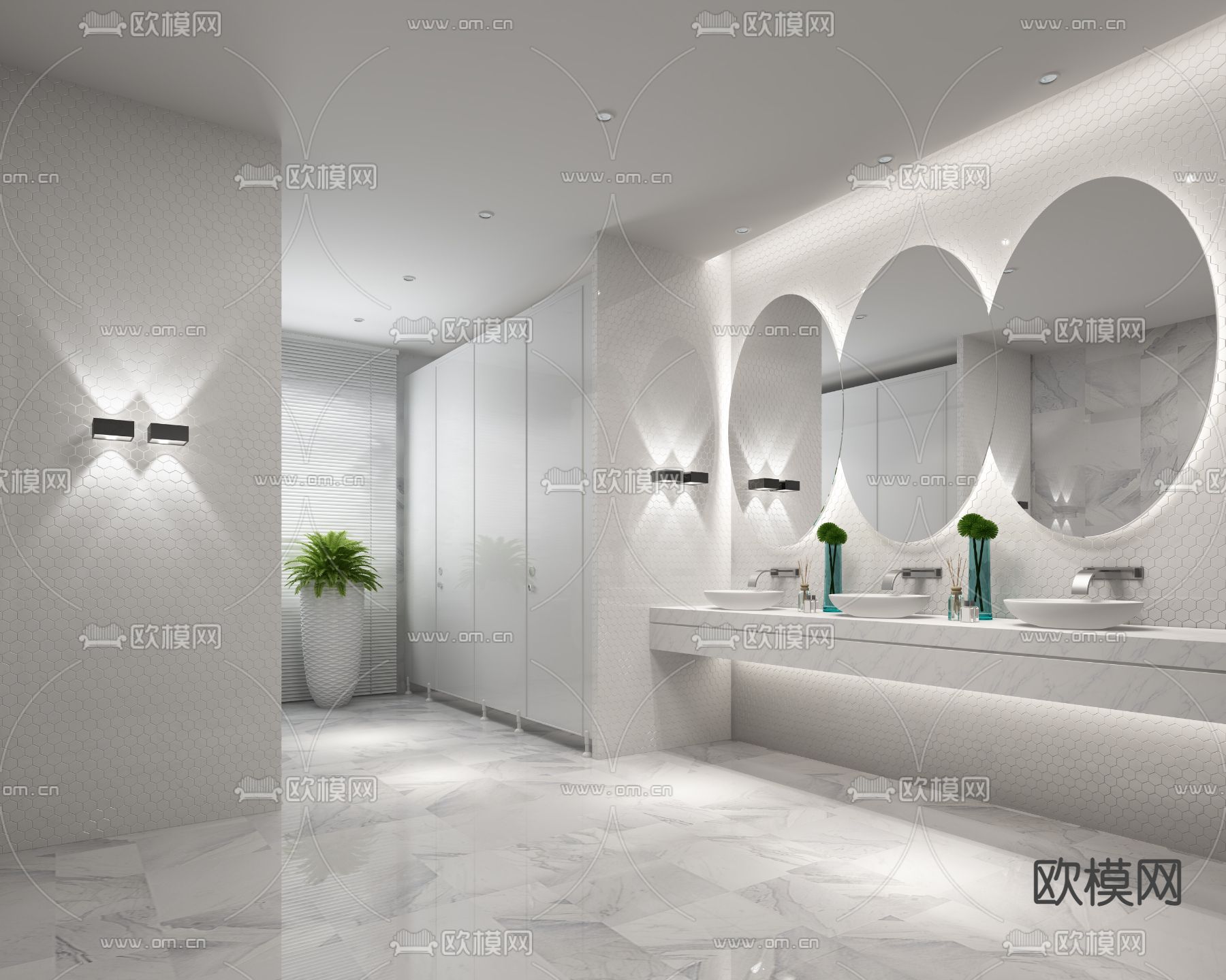 现代公共卫生间免费3d模型下载
