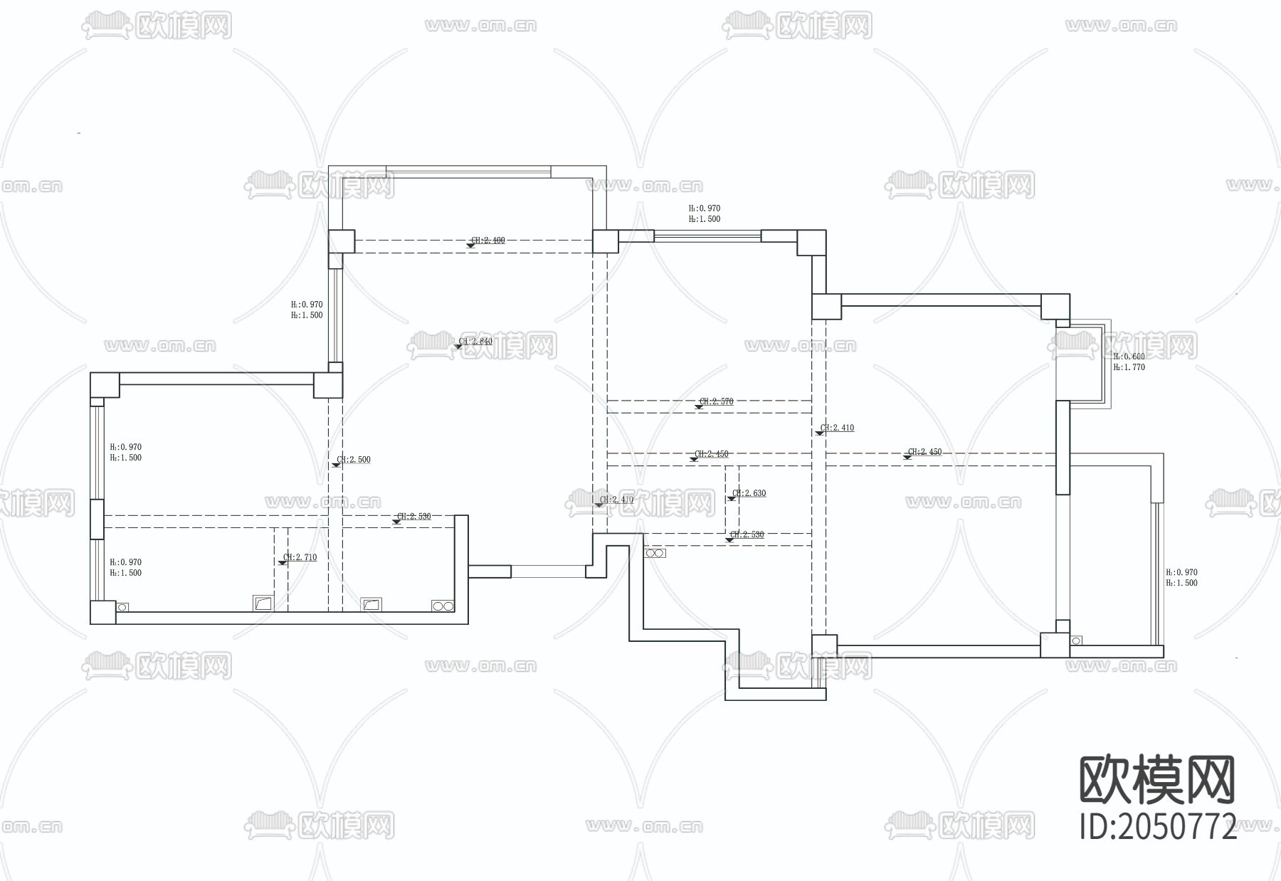 整装家居cad施工图下载（渲染图2）