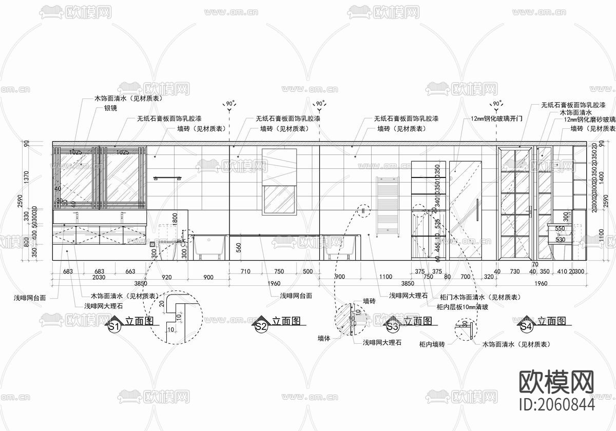 400㎡别墅CAD施工图下载（渲染图8）