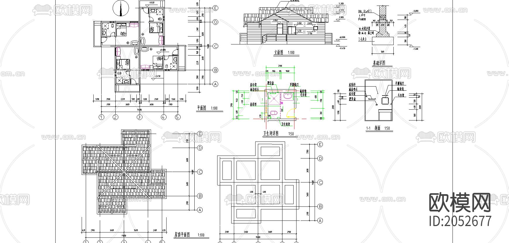 别墅建筑cad施工图下载（渲染图1）