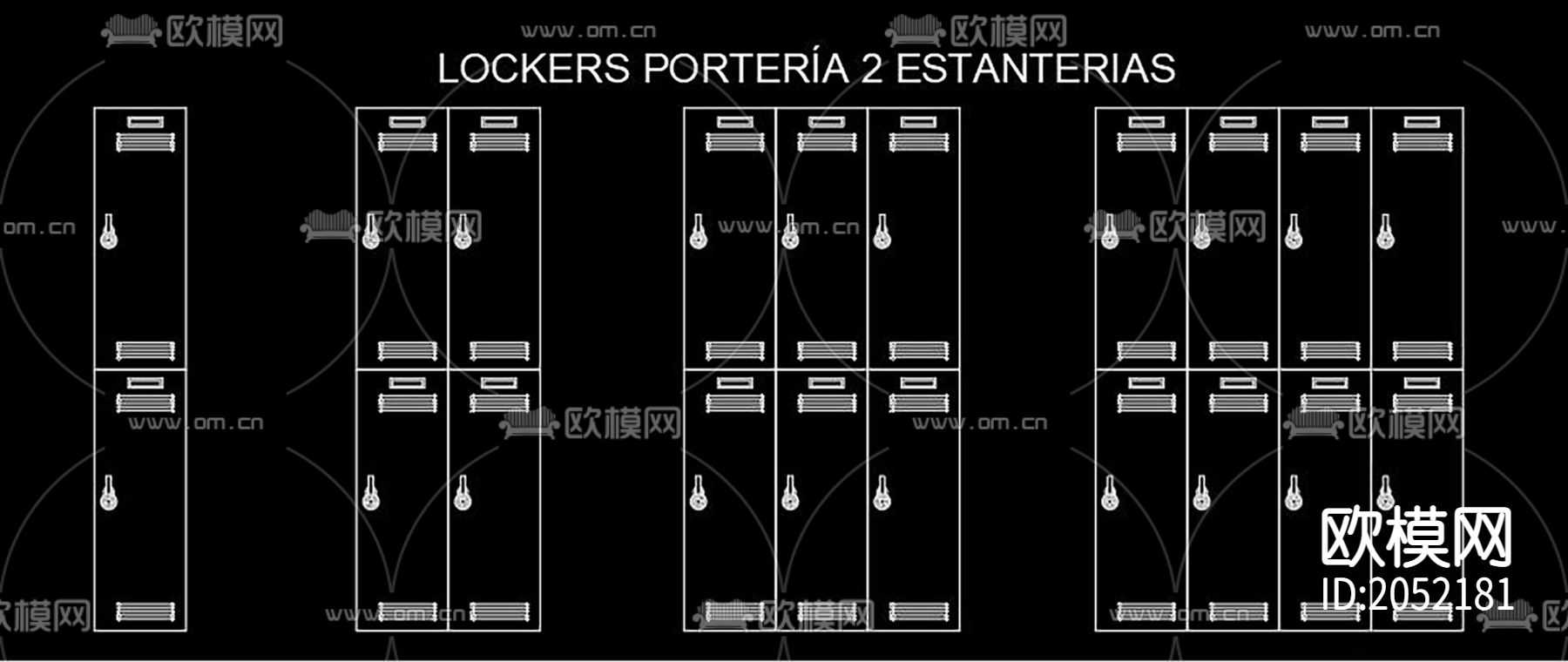 储物柜CAD立面图下载（渲染图3）