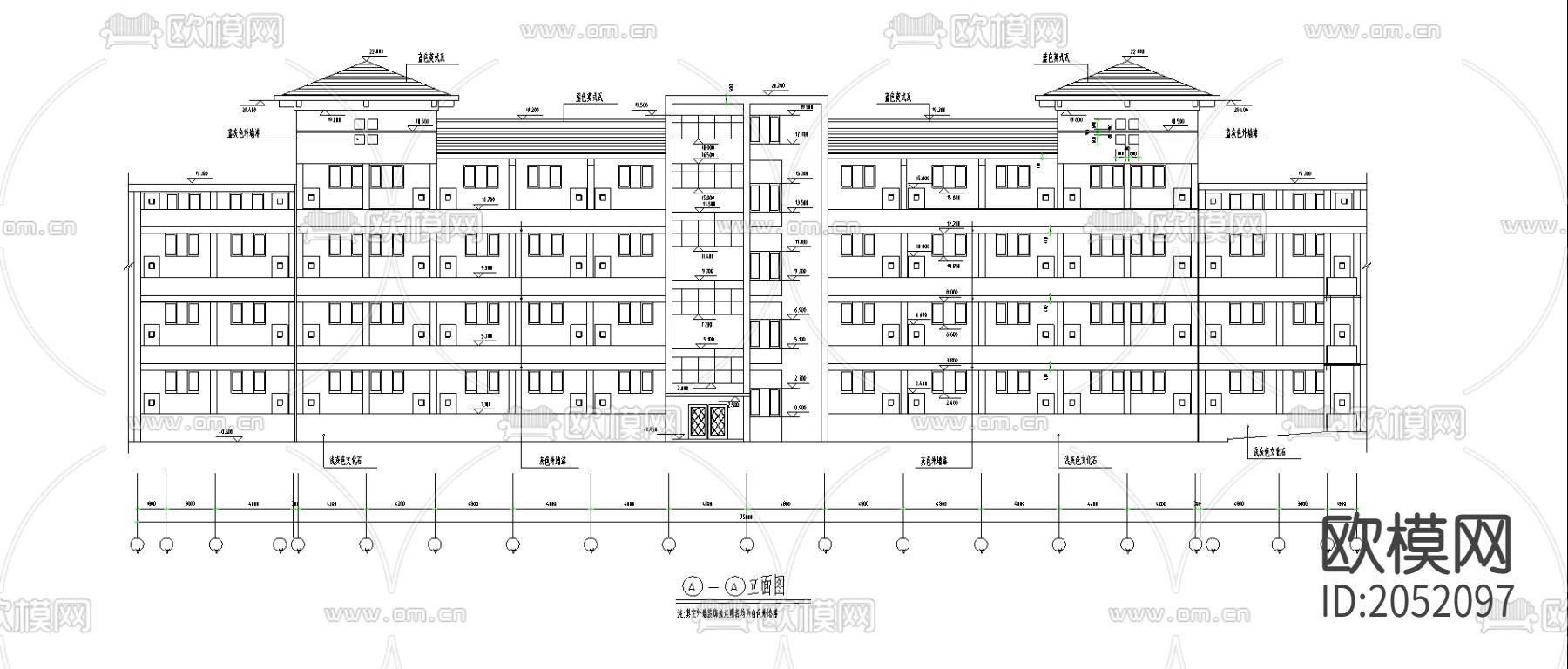 某工业大学艺术楼CAD施工图下载（渲染图3）