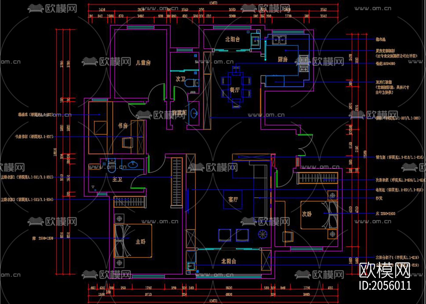 家装cad图纸下载（渲染图1）