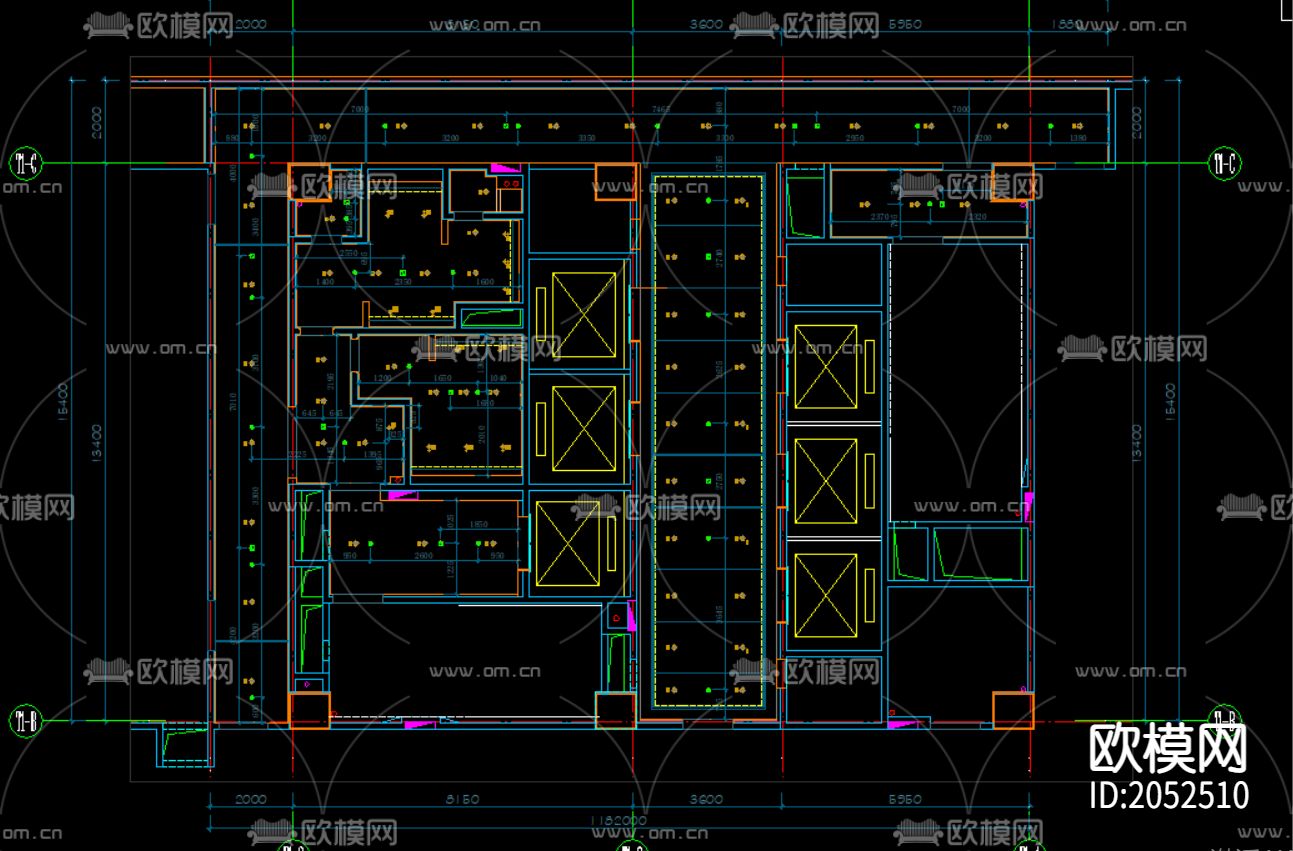 办公楼cad施工图下载（渲染图2）
