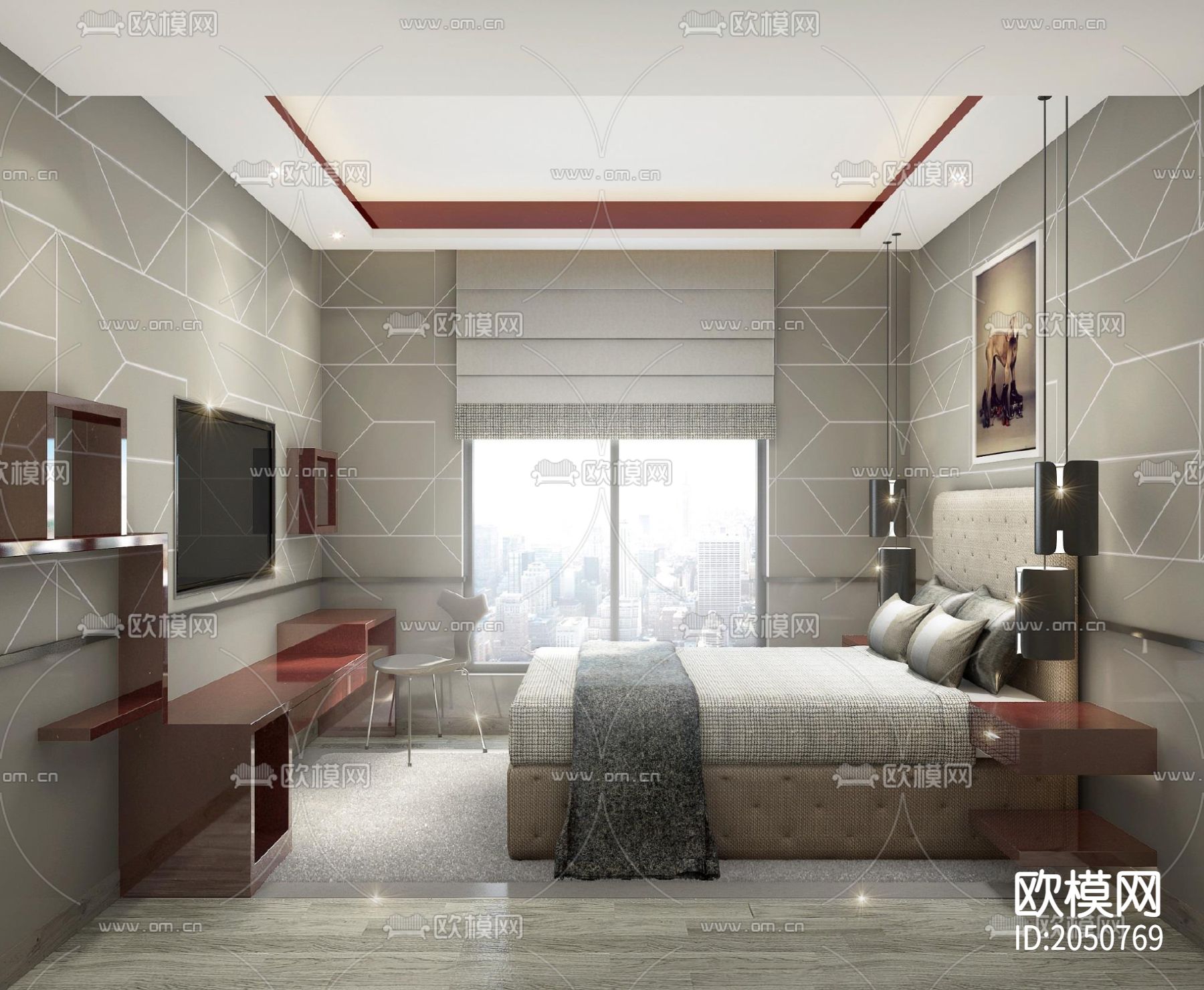 整装家居cad施工图下载（渲染图4）