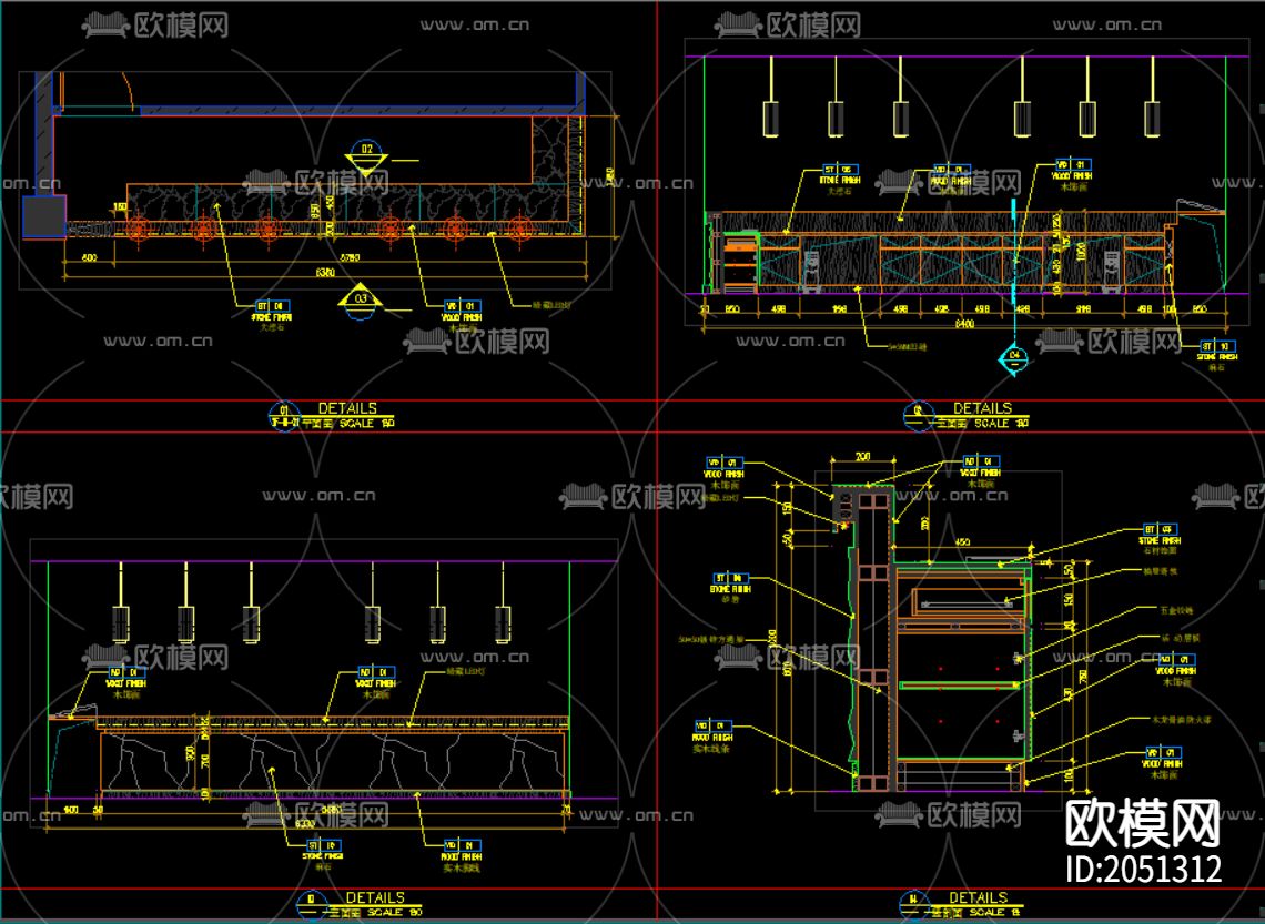 柜体洗手台cad节点大样图下载（渲染图6）