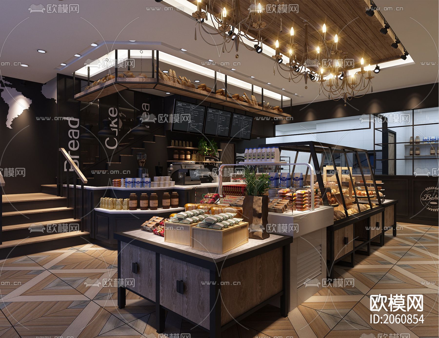 130㎡甜点蛋糕店CAD施工图下载（渲染图8）