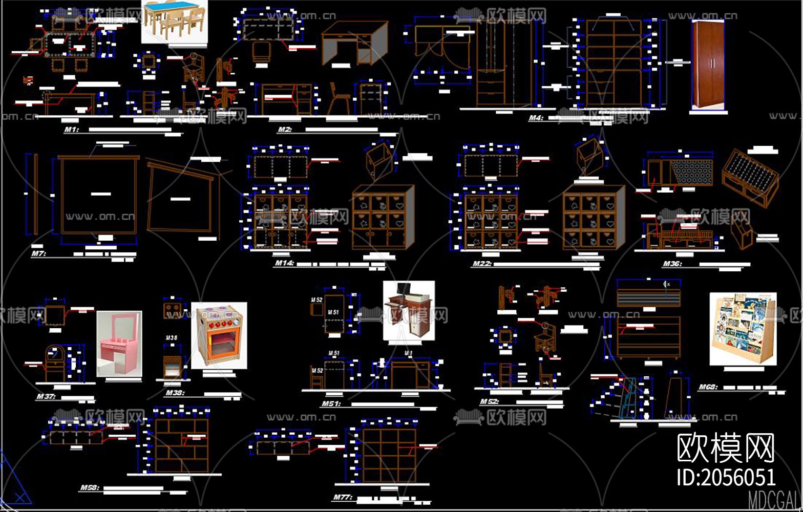 儿童房家具大样图下载（渲染图8）