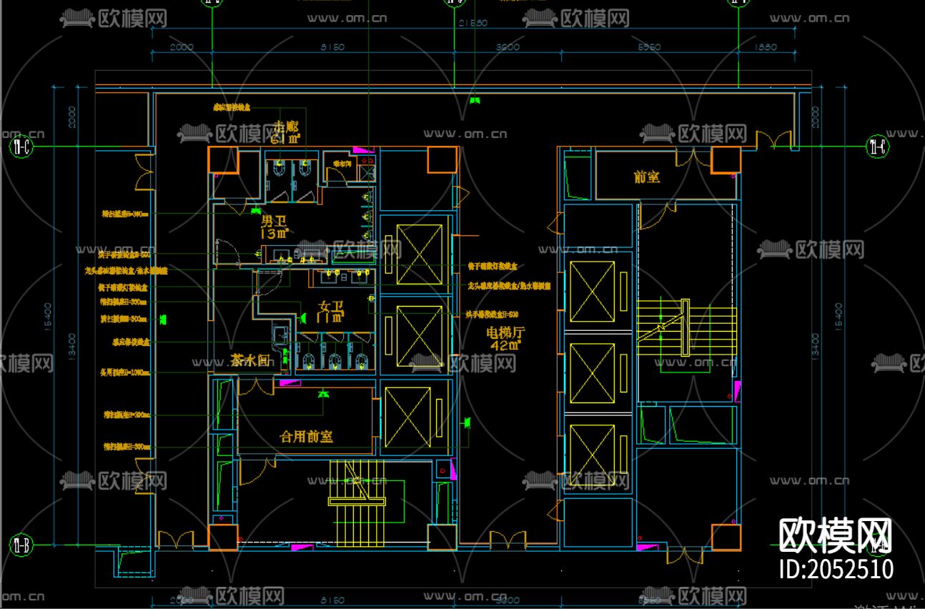 办公楼cad施工图下载（渲染图4）