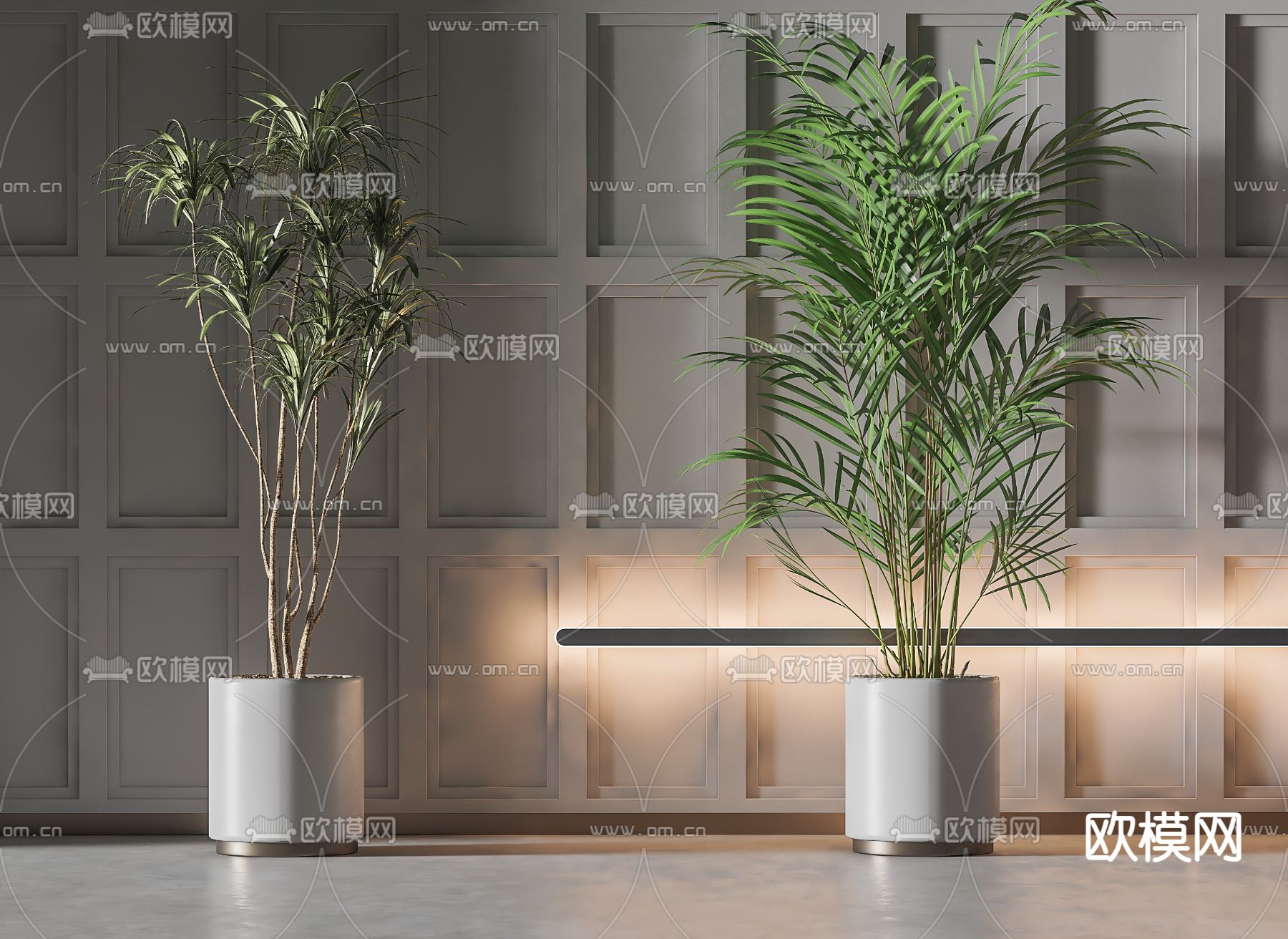 现代绿植盆栽3d模型下载