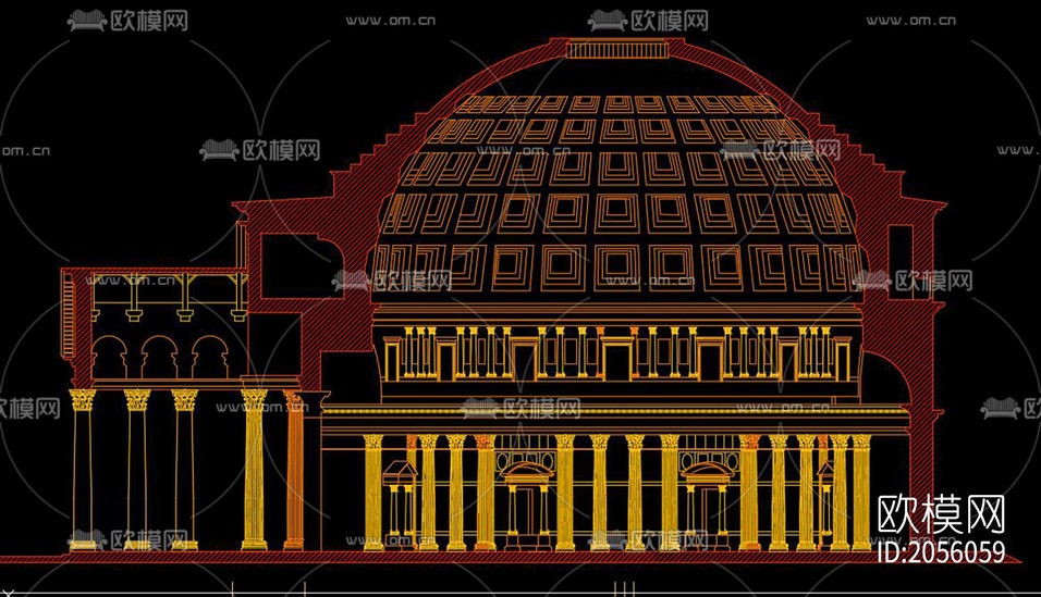 歐式建筑cad圖紙下載(渲染圖1)