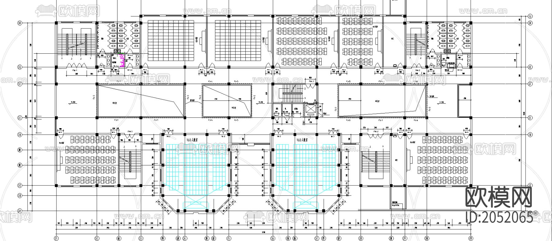 教学楼建筑cad施工图下载（渲染图3）