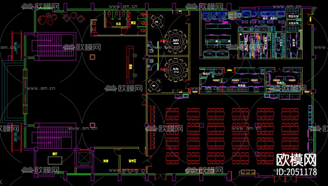食堂cad平面图-免费3dmax模型库-欧模网