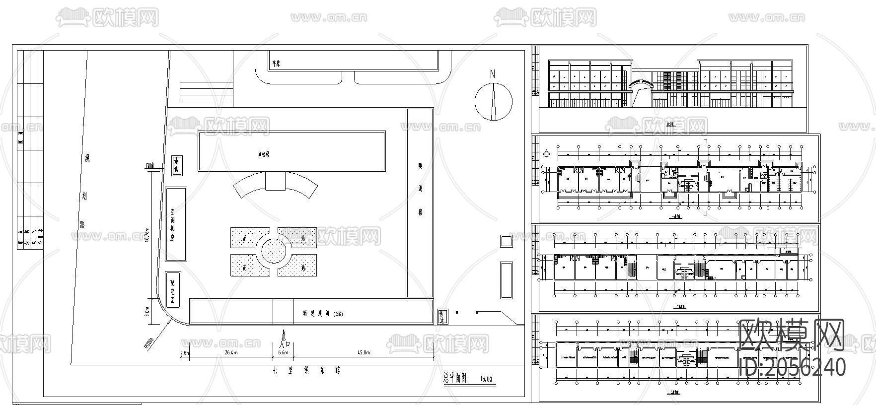 沿街综合楼建筑图纸下载（渲染图1）