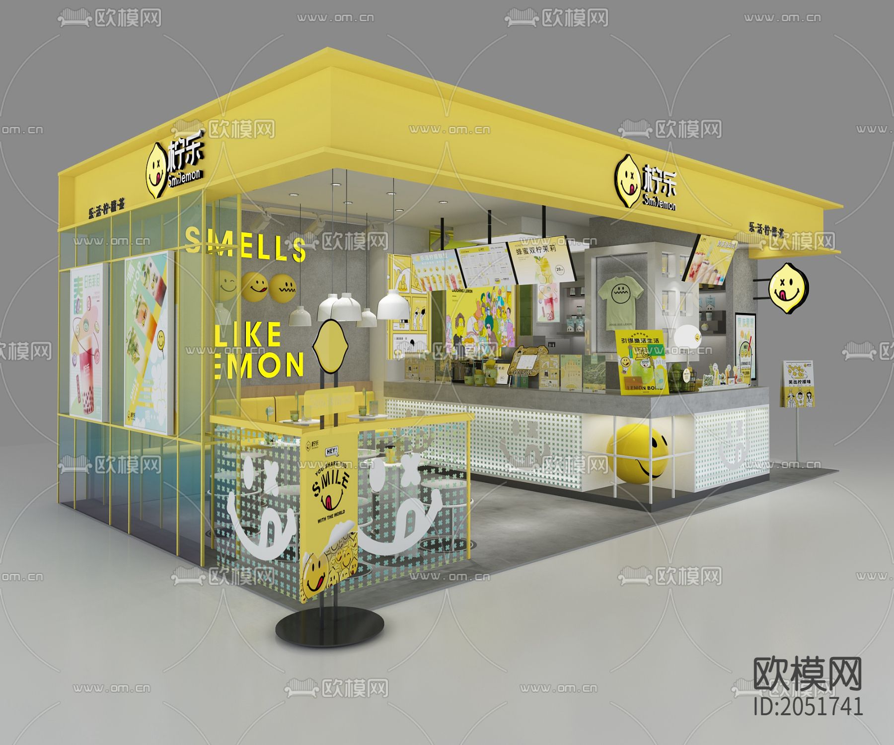 奶茶店cad施工图下载（渲染图7）