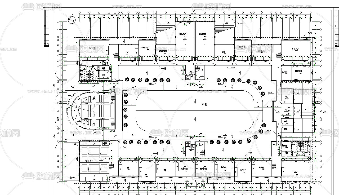 某工业大学艺术楼CAD施工图下载（渲染图1）