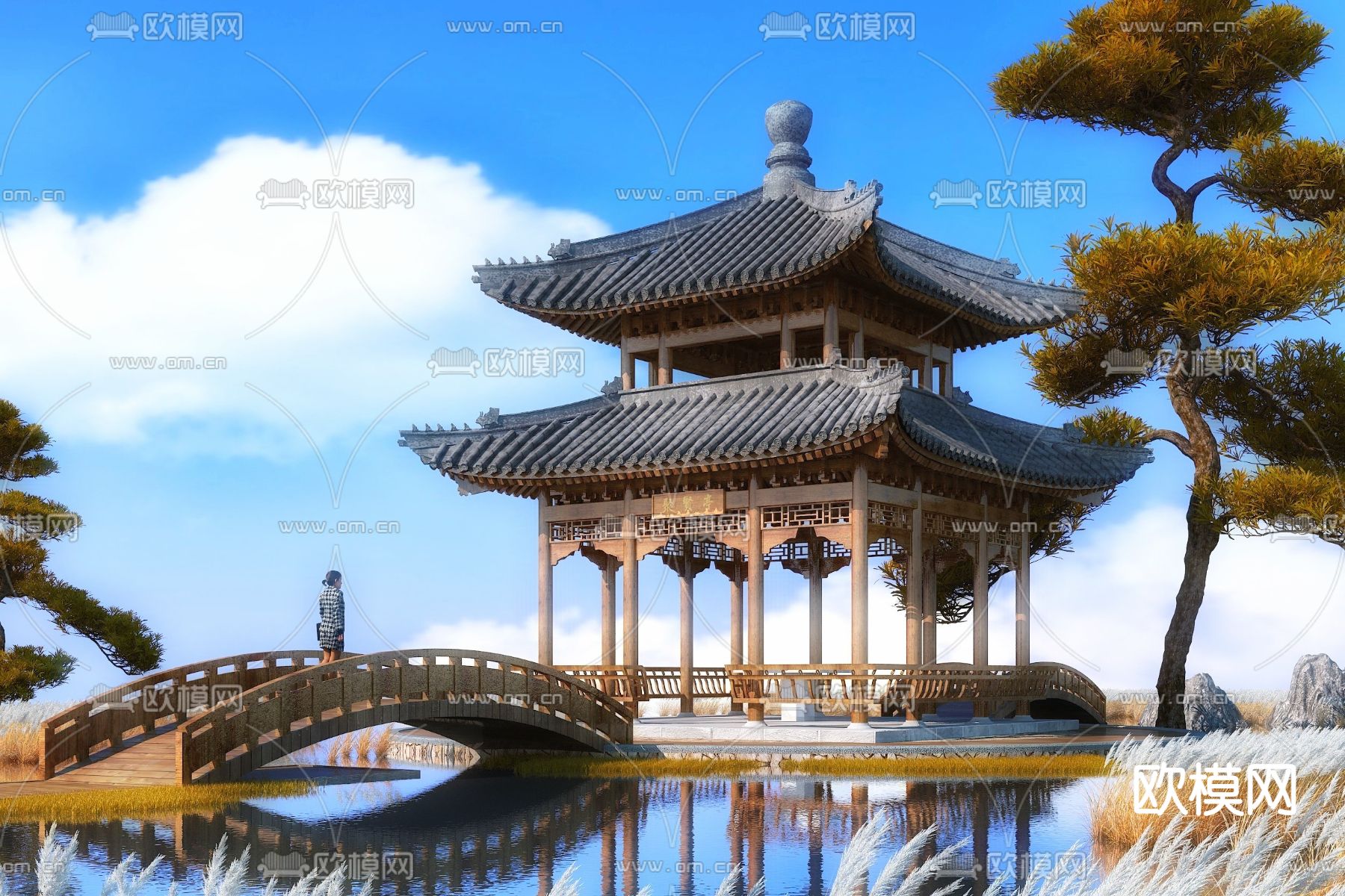 中式亭子古建筑3d模型