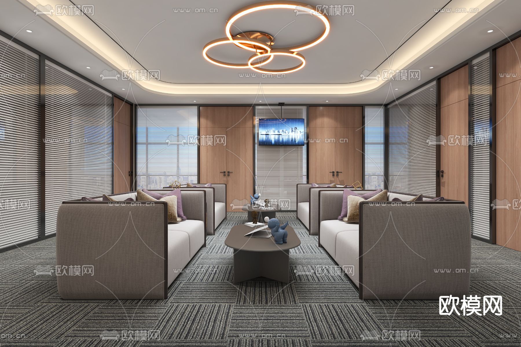 现代办公接待室免费3d模型下载