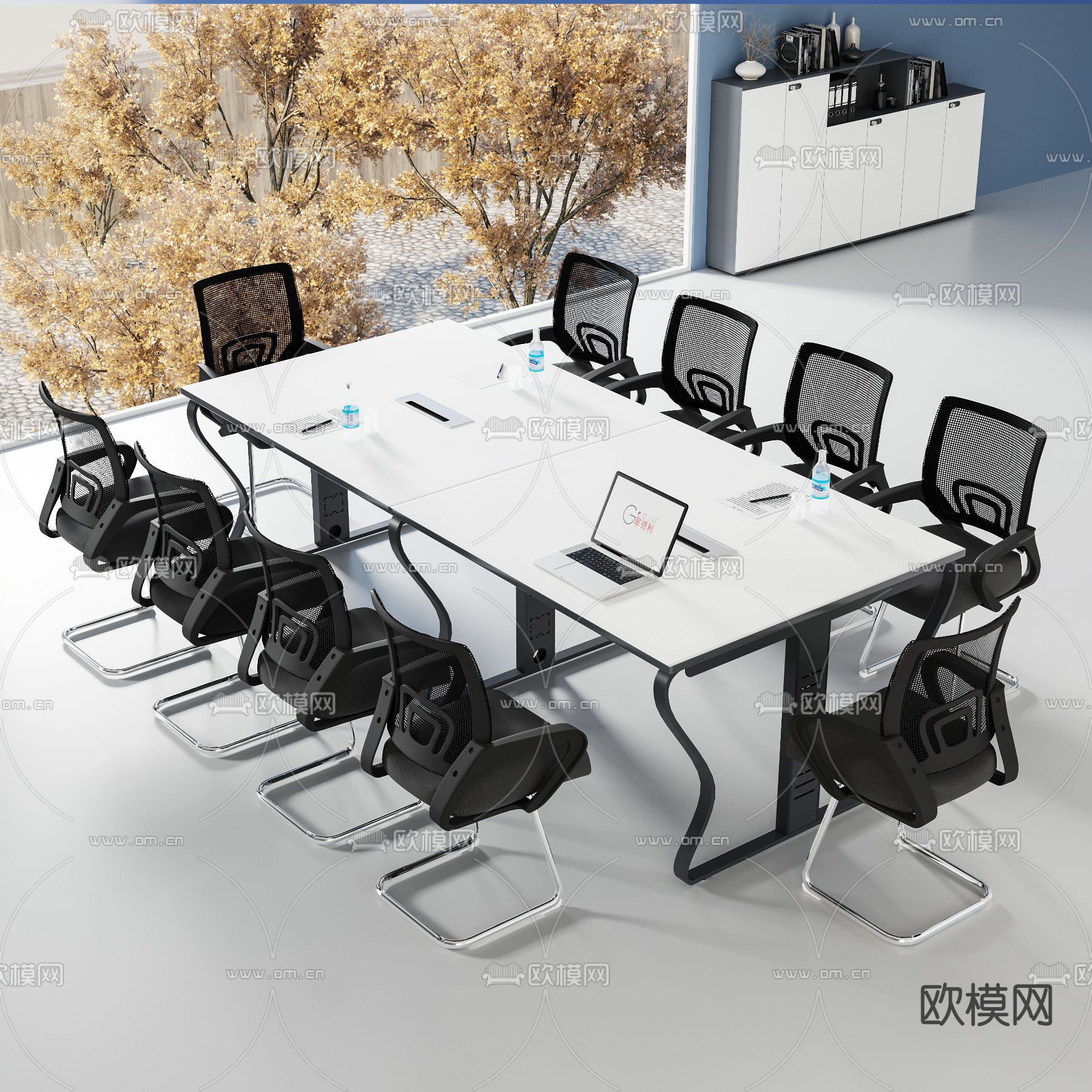 现代会议桌会议台3d模型