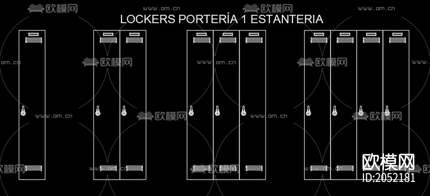 储物柜CAD立面图下载（渲染图4）