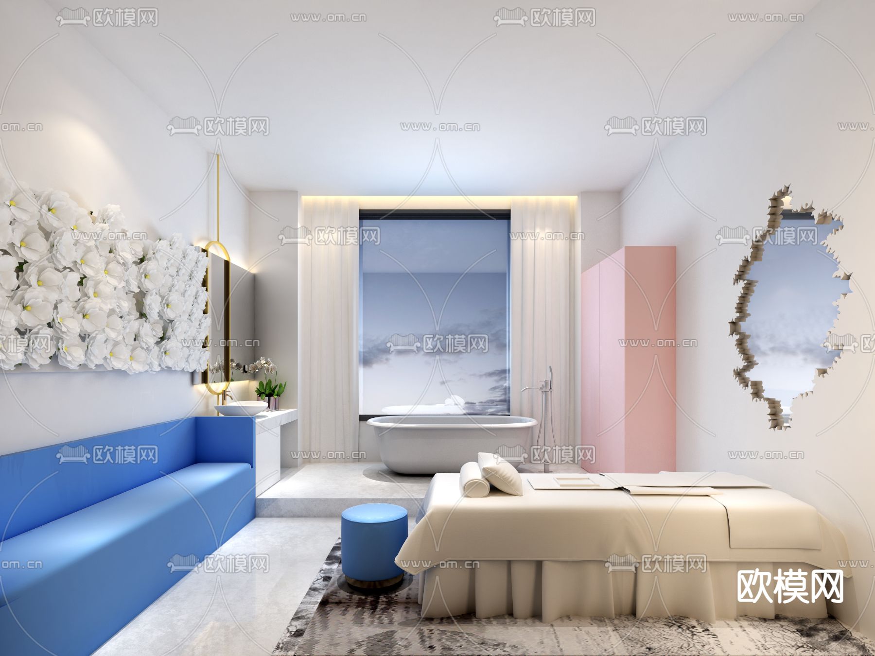 现代SPA养生会所免费3d模型下载