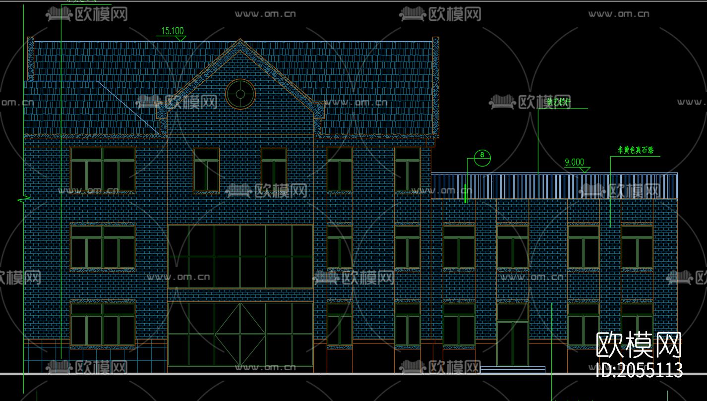 欧式cad建筑施工图下载（渲染图3）