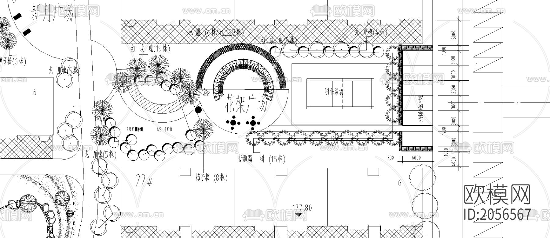 小区环境绿化图纸下载（渲染图3）