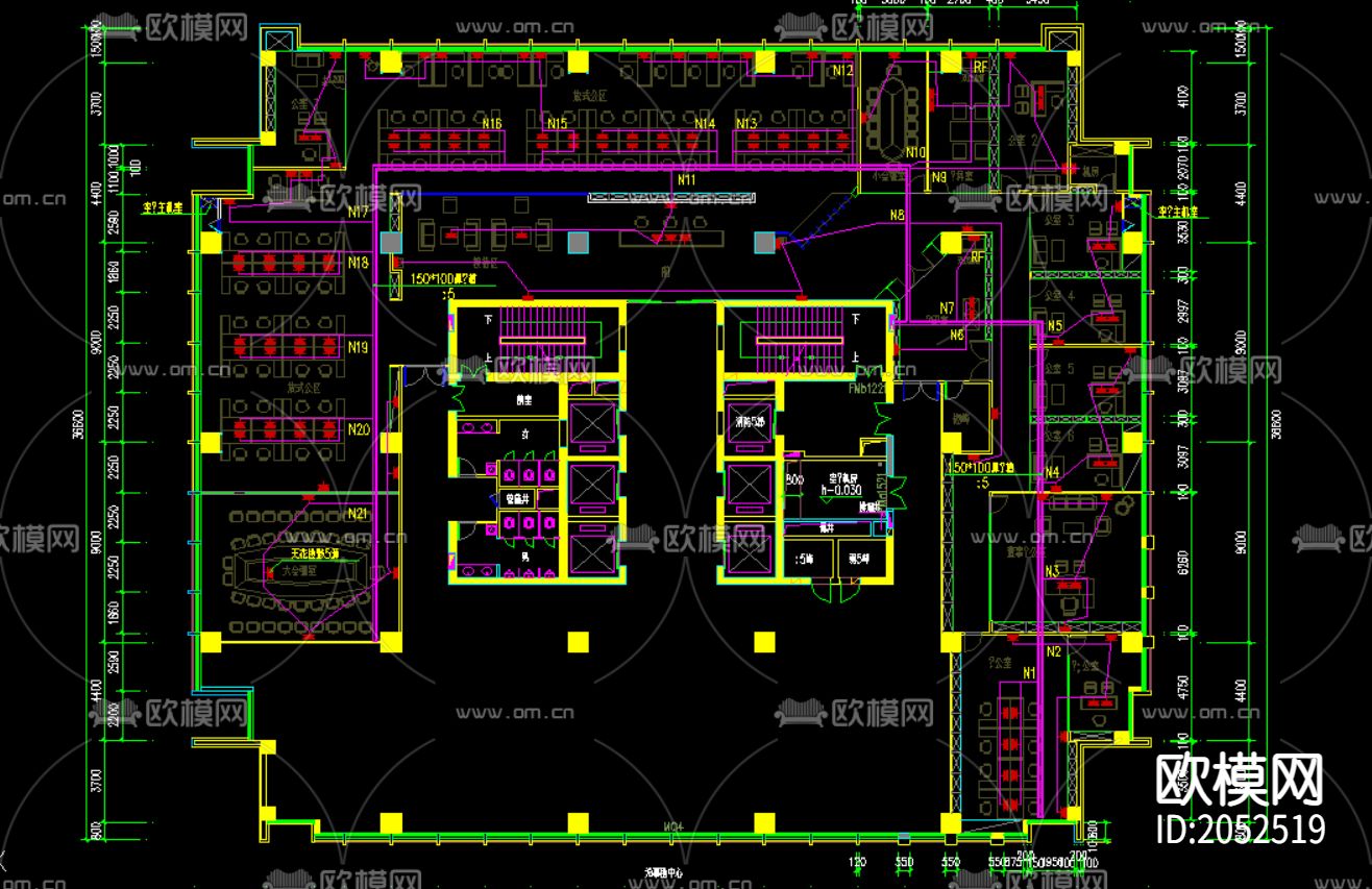 办公室cad施工图-免费3dmax模型库-欧模网