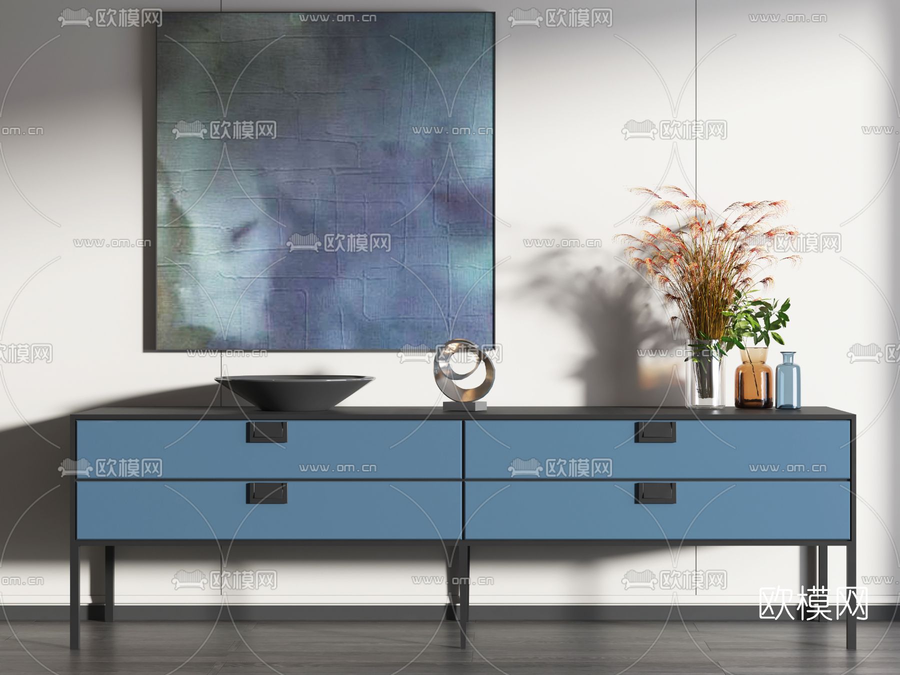 现代电视柜3d模型下载