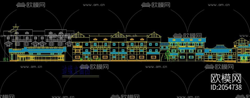 街景建筑cad圖紙下載(渲染圖2)