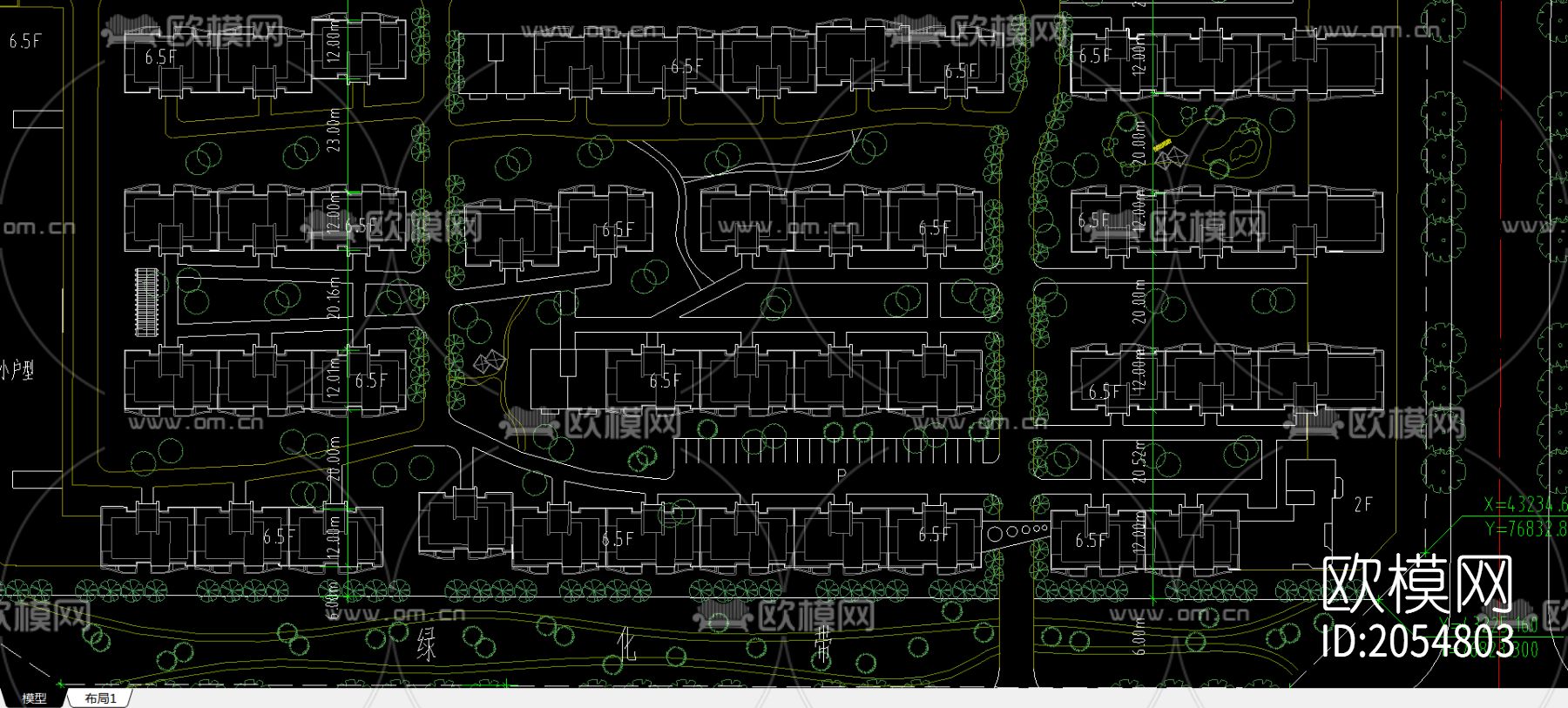 小区规划cad平面图下载（渲染图2）