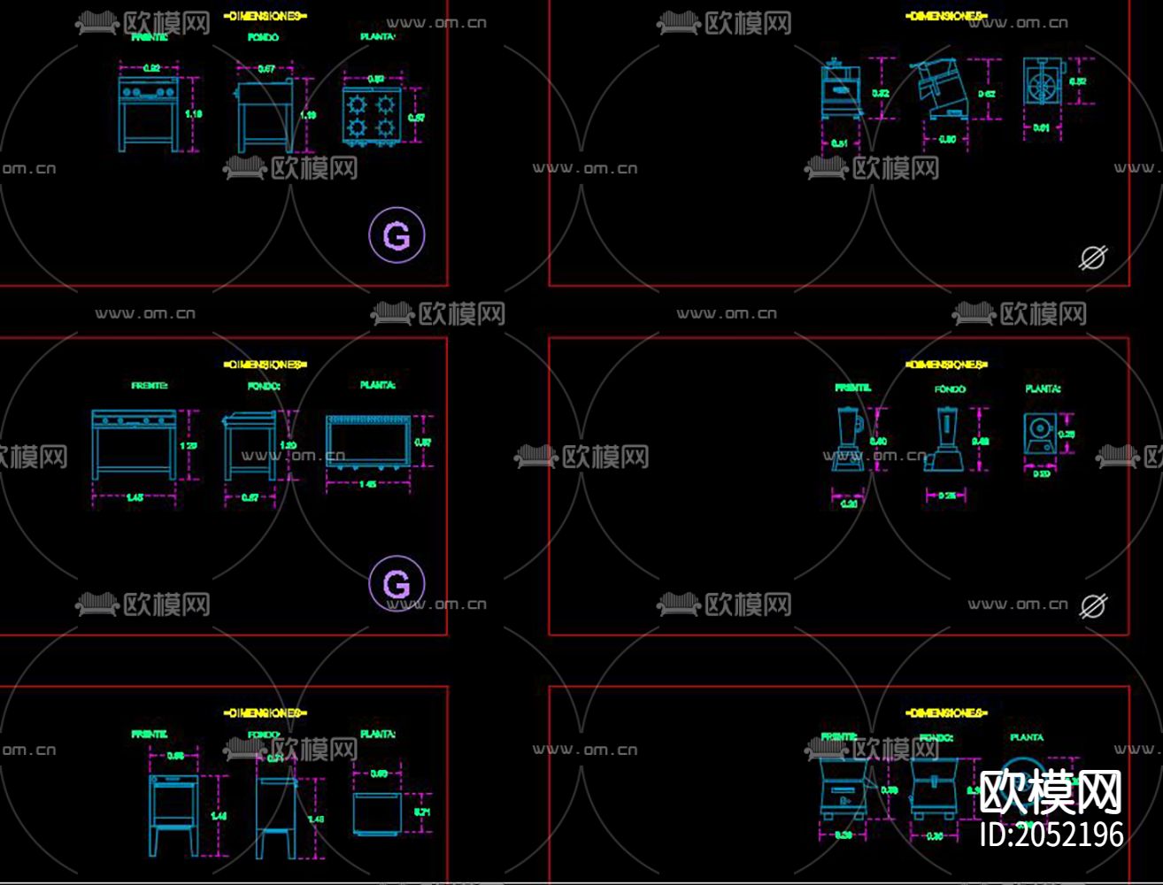 咖啡厅设备cad三视图下载（渲染图8）