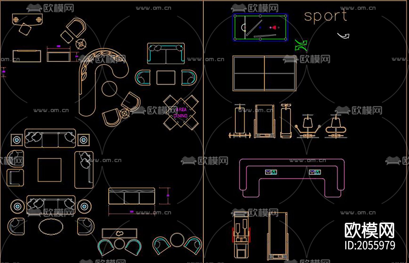 家具cad图库下载（渲染图1）