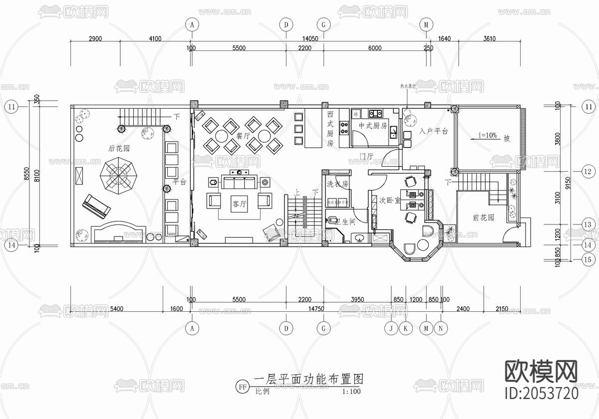 别墅住宅cad施工图下载（渲染图1）