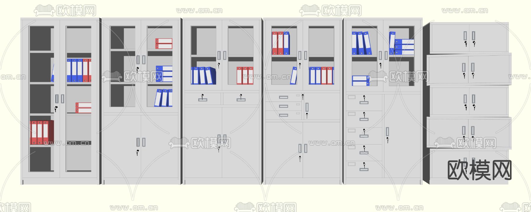 现代文件柜su模型下载（渲染图2）