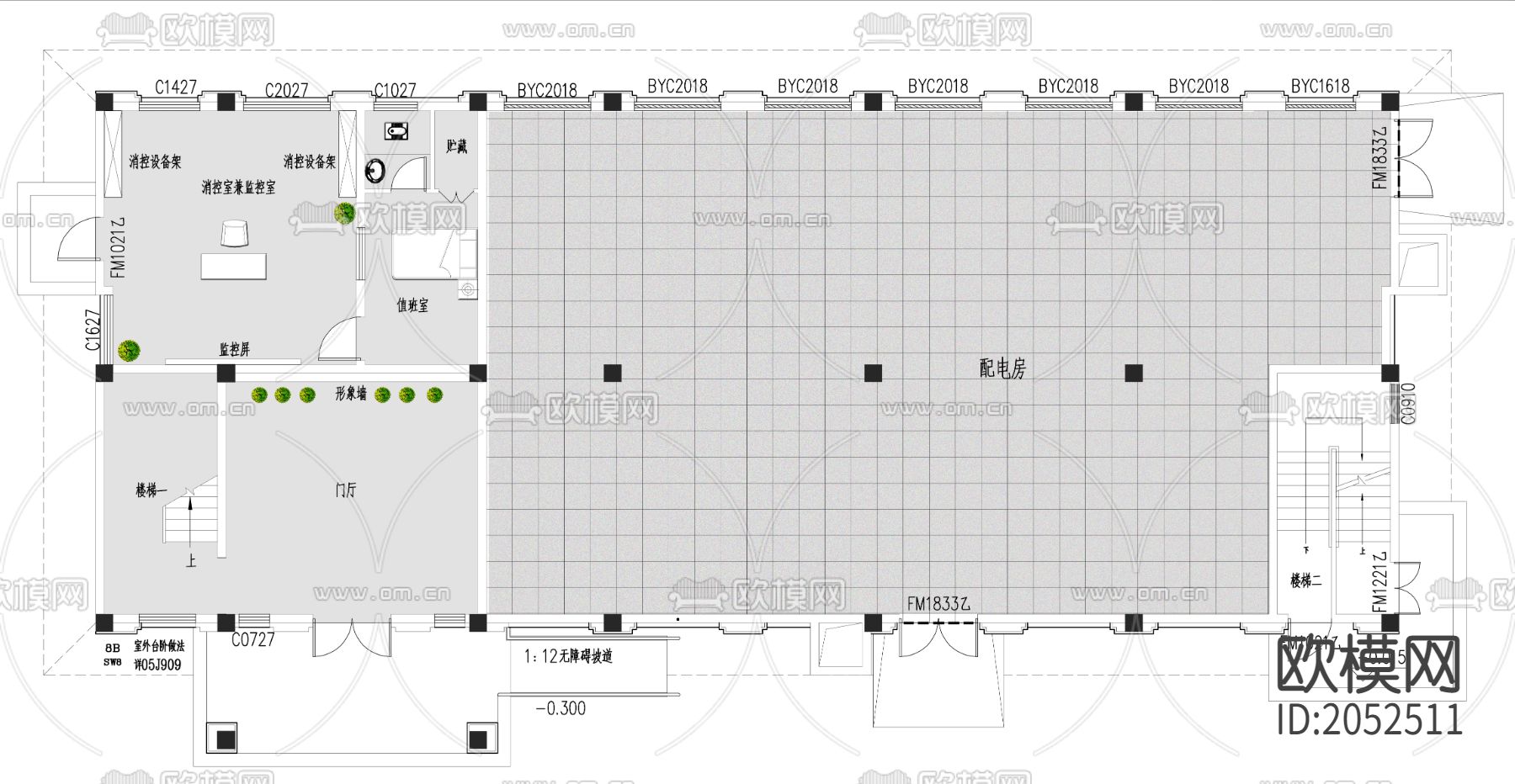 办公室cad施工图下载（渲染图2）