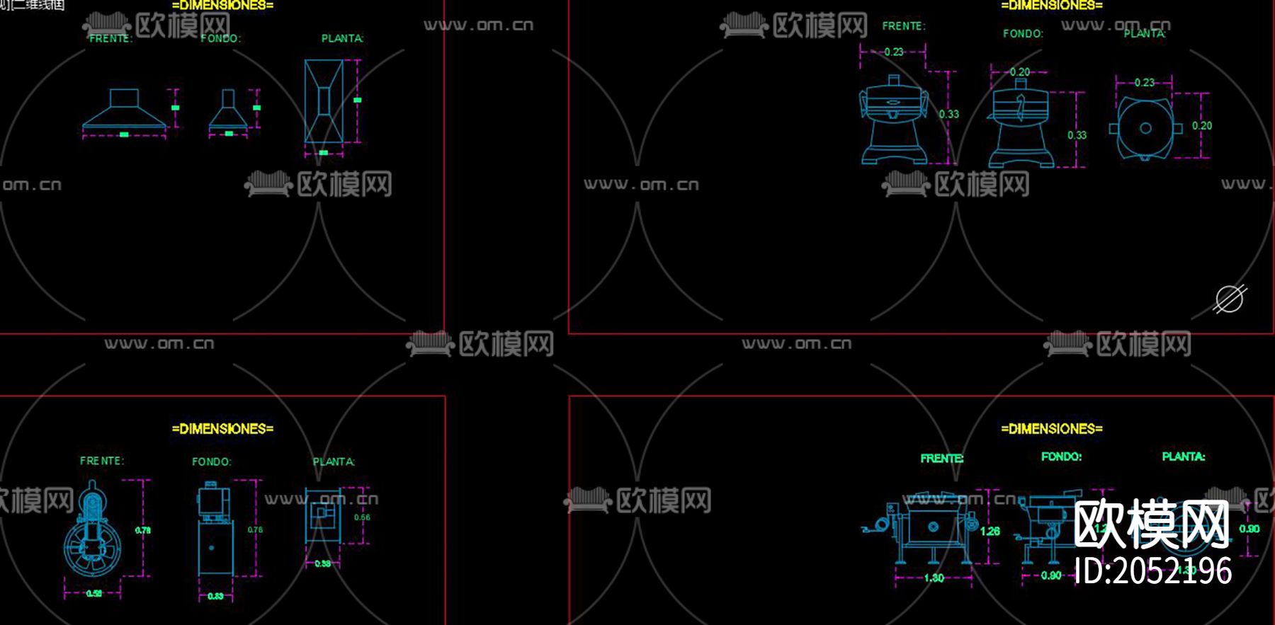 咖啡厅设备cad三视图下载（渲染图6）