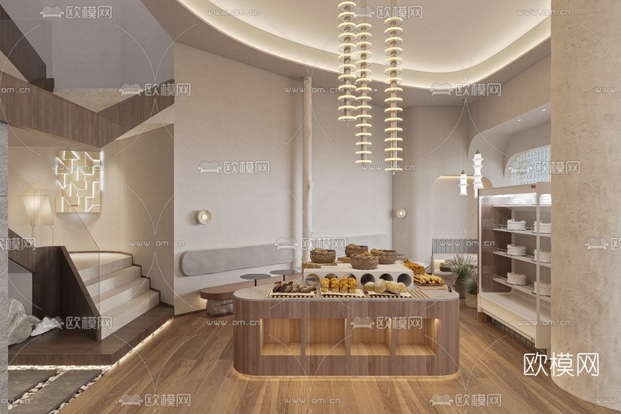 侘寂面包店烘焙店3d模型下载(渲染图2)