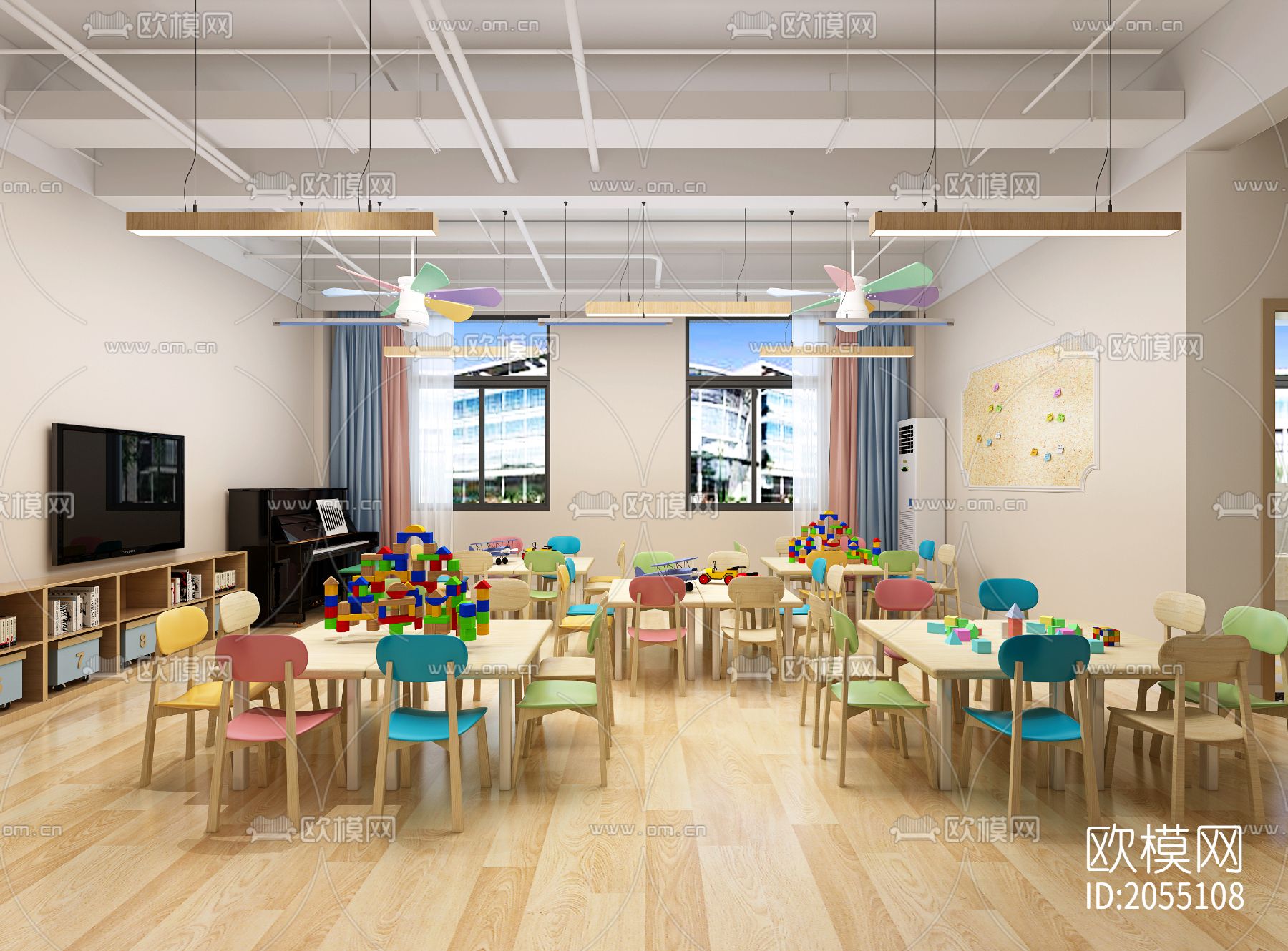 幼儿园cad施工图下载（渲染图4）