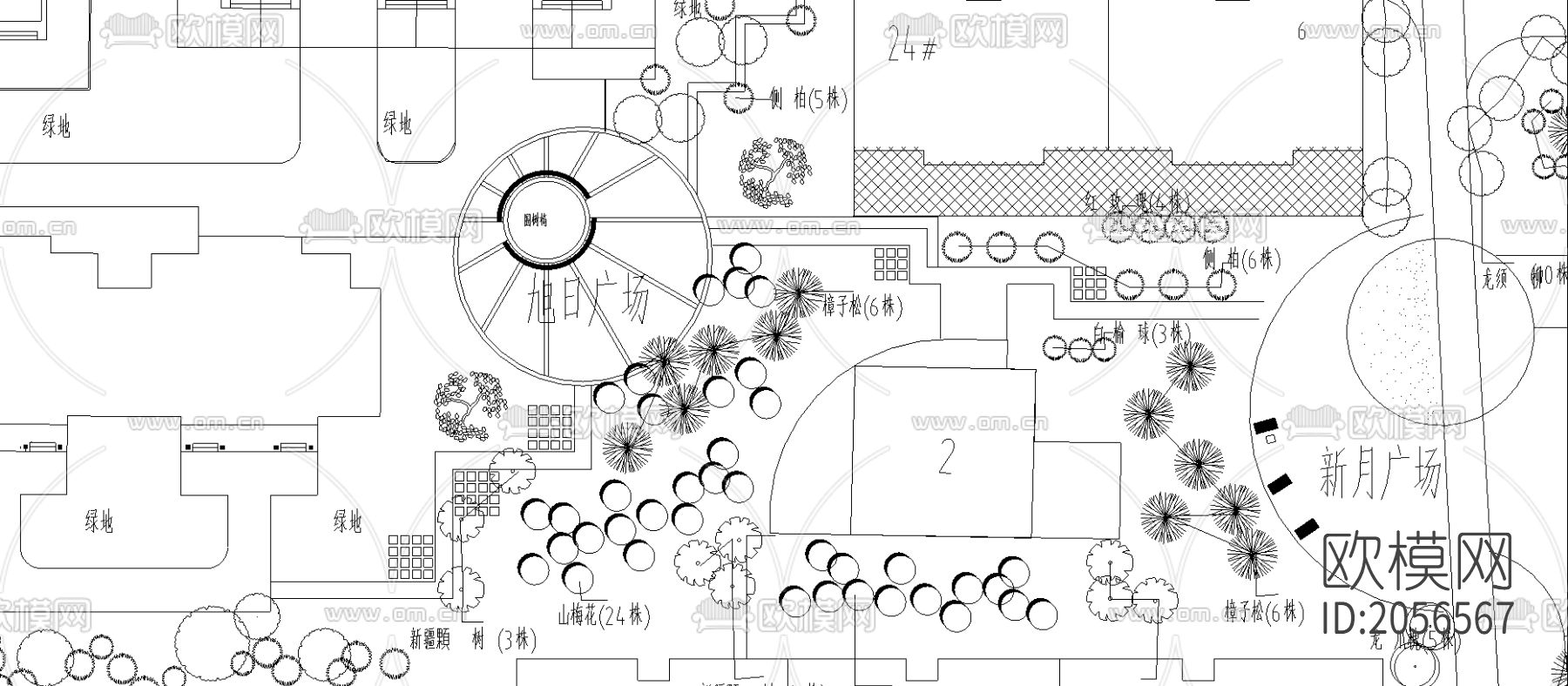 小区环境绿化图纸下载（渲染图2）