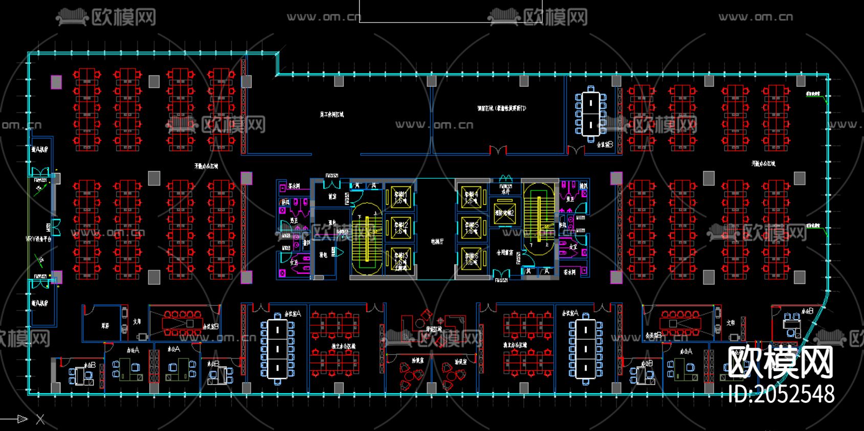 办公室cad施工图-免费3dmax模型库-欧模网