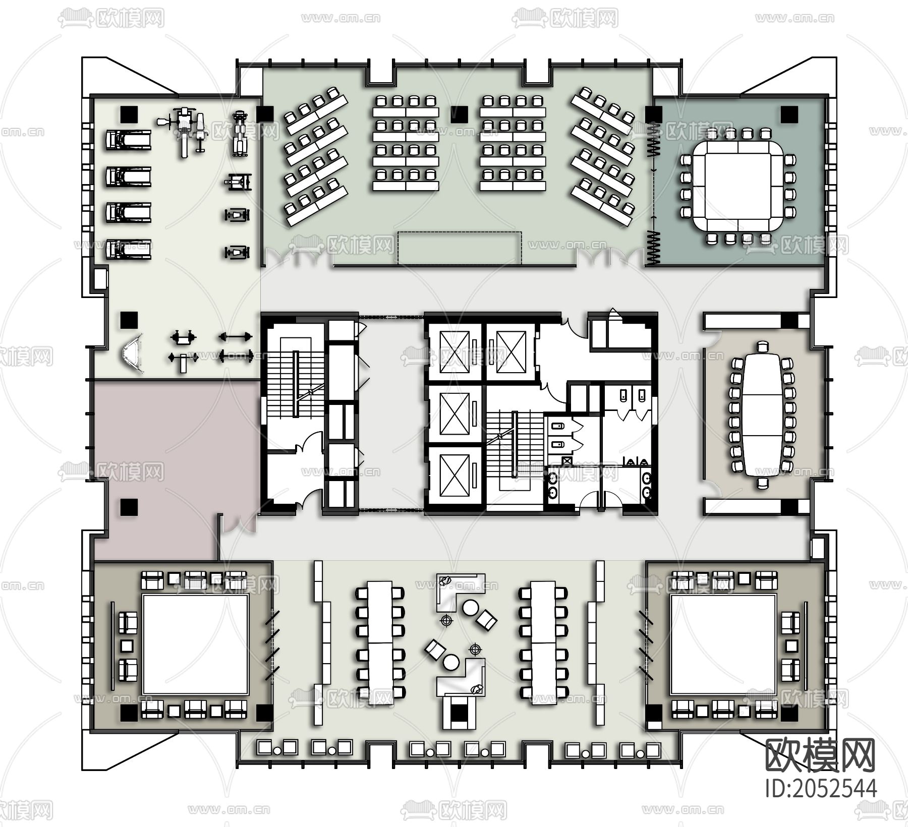 办公室cad施工图-免费3dmax模型库-欧模网