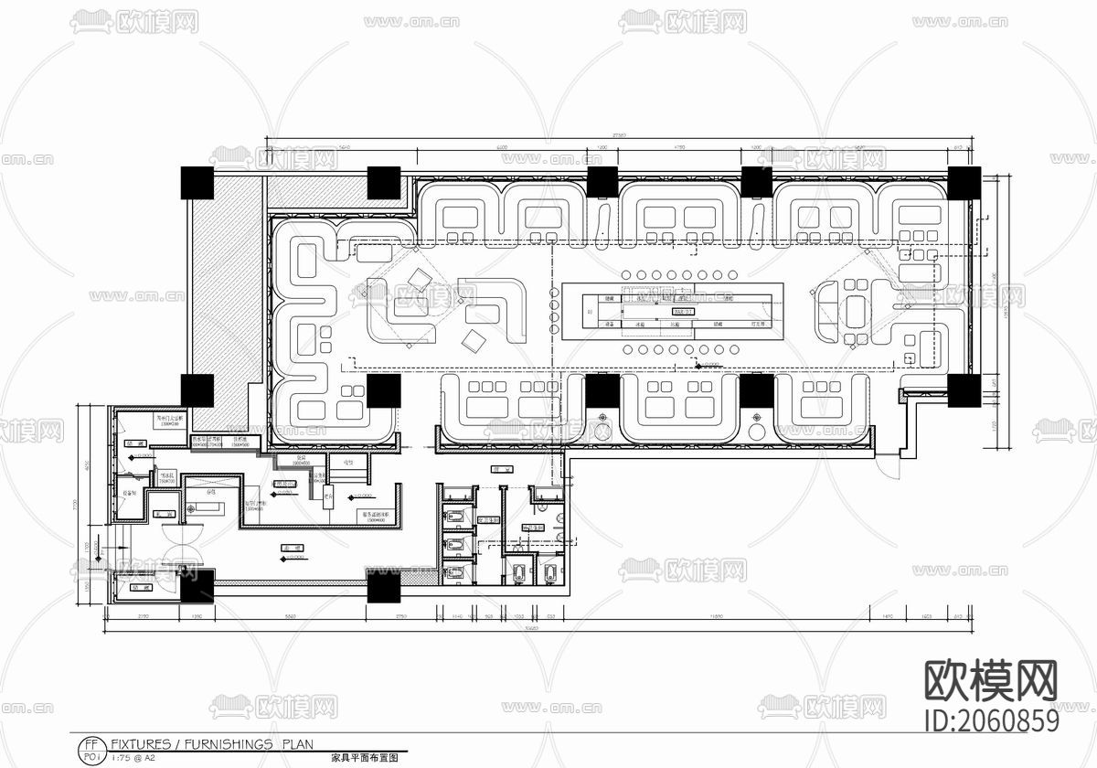酒吧CAD施工图-免费3dmax模型库-欧模网