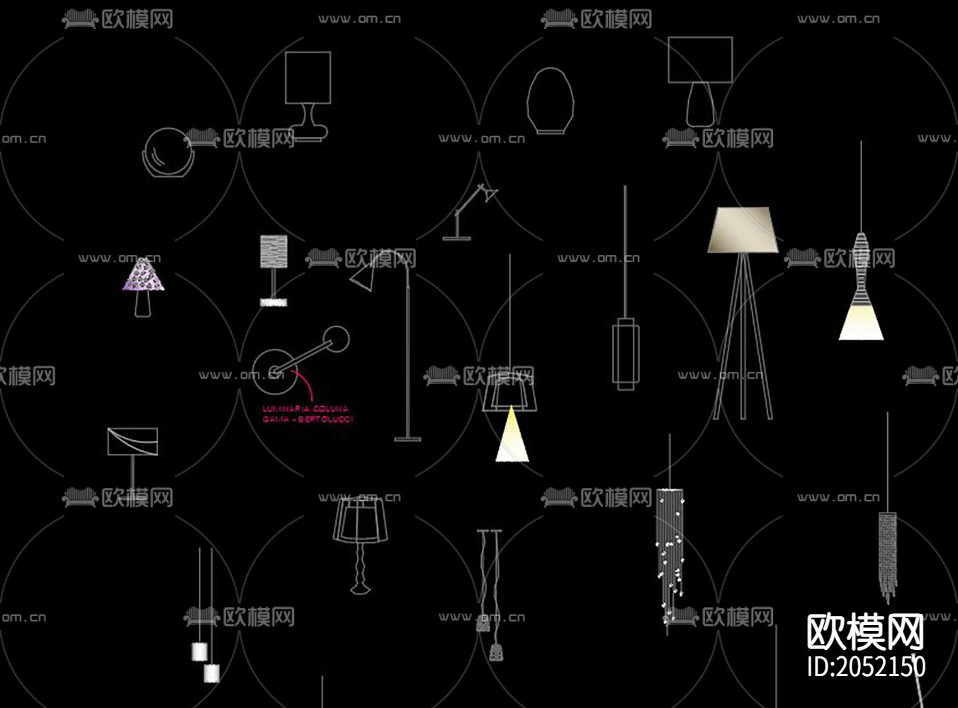 灯具cad图库下载（渲染图2）