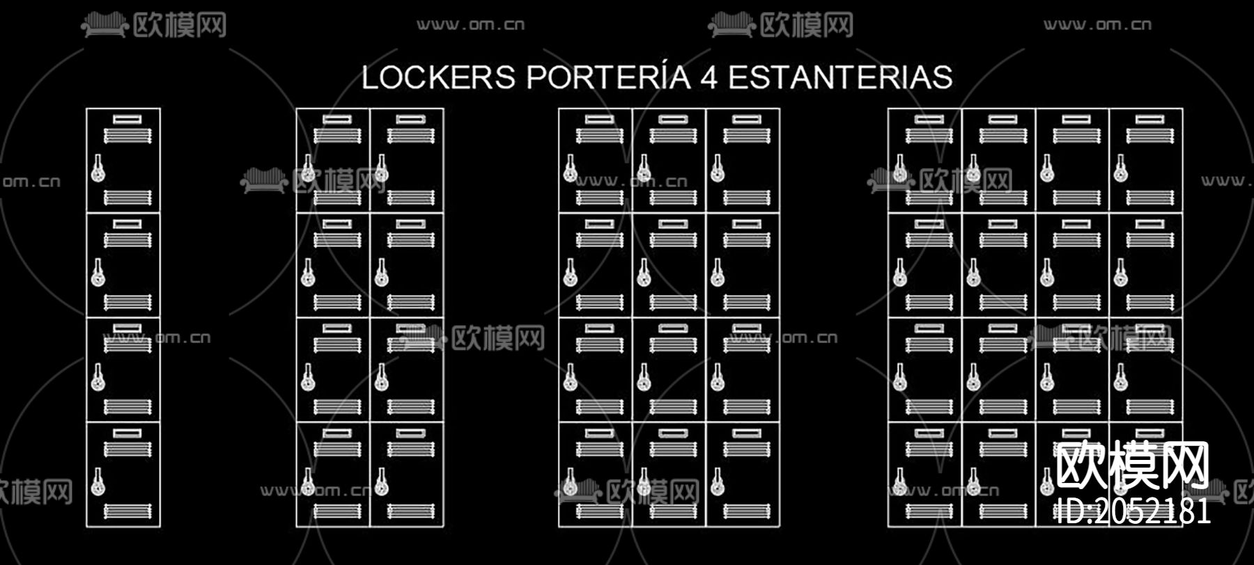 储物柜CAD立面图下载（渲染图1）
